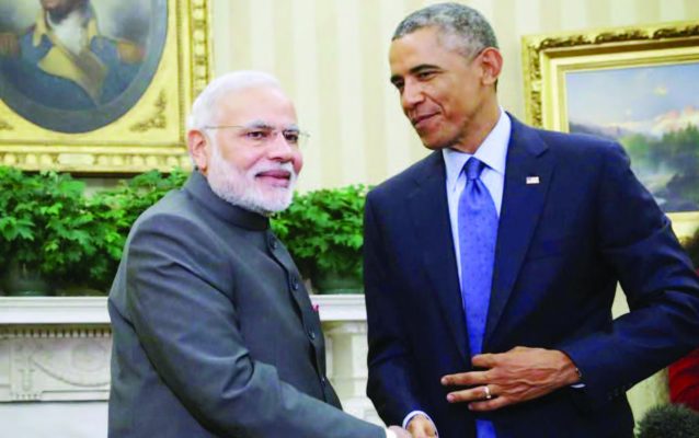 A firm handshake. Prime Minister Narendra Modi and President Obama at the White House. (File photo)