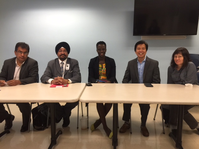 Panelists at the media conference organized by Director of Media Diversity Relations, office of the City Council Speaker, June 1. L to R: Javier Castano , Director, Queens Laino, Prof. Indrajit S Saluja , Editor, The Indian Panorama, Isseu Diouf Campbell, Communications & Media Consultant and Founder of Afrikanpot.com, Anthony Advincula from New American Media, and Lotus Chan from Sing Tao Daily.