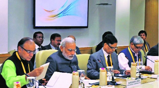 Testing time ahead. Prime Minister Narendra Modi at NITI Aayog meeting in New Delhi, July 15