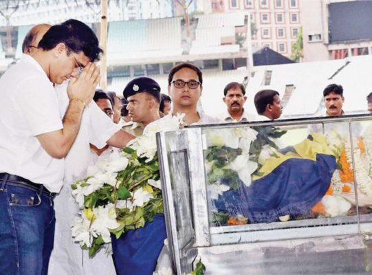 Sourav Ganguly pays tribute to Jagmohan Dalmiya in Kolkata on Monday. BCCI president Dalmiya died at the age of 75.