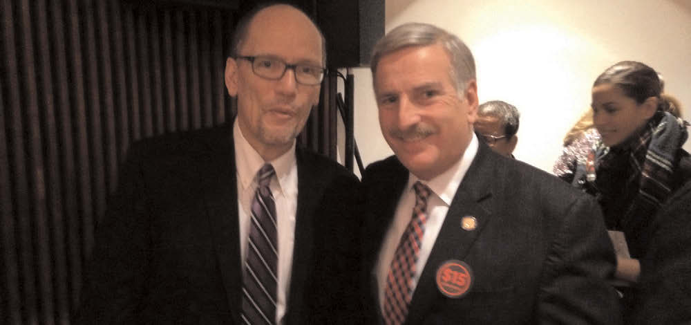 Assemblyman David Weprin (left), U.S. Secretary of Labor Tom Perez