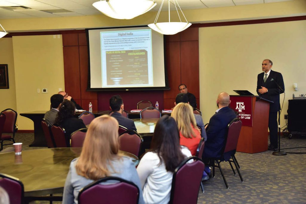 Consul General of India in HoustonHarish Parvathaneni who was Keynote Speaker at the Center for Law and Intellectual Property Distinguished Speaker Serieson Wednesday, 24 February 2016 at Texas A&M School of Law, Fort Worth, TX., highlighted India's strong engagement with the U.S. and partner countries on IPR