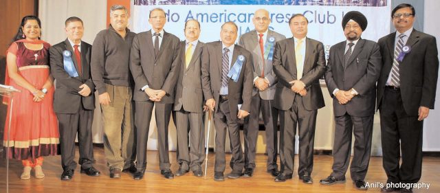 The new team with guests. L to R: Vineetha Nair, Parveen Chopra, Kamlesh Mehta, HR Shah, Dr Ajay Lodha, Dr. Thomas Mathew Joys, Ginsmon Zacharia, Shomik Chaudhuri, Prof Indrajit Saluja and Korason Varghese.