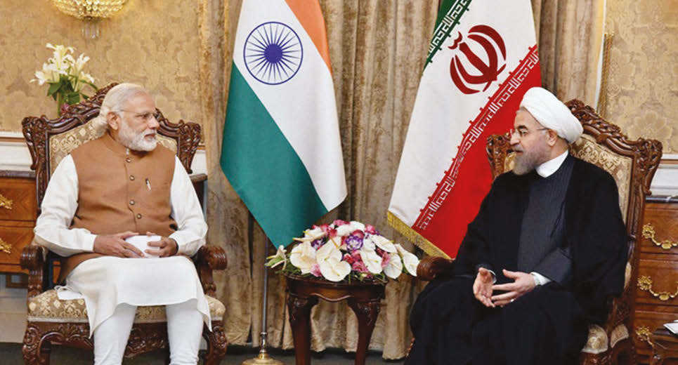 Prime Minister Narendra Modi with Iranian President Hassan Rouhan during their meeting in Tehran, Iran. Photo/ Courtesy PTI