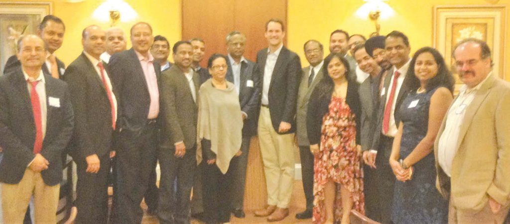 Indian American supporters with Congressman Jim Himes at a fundraiser in Stamford.