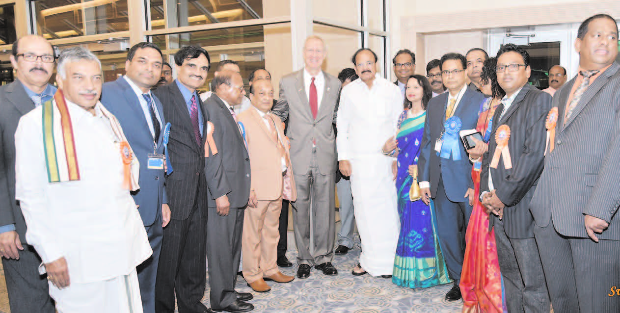 IL Governor Bruce Rauner & Union Minister Venkaiah Naidu joined by ATA leaders and political leaders from A.P. & Telangana