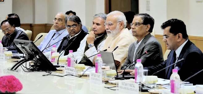 PM Narendra Modi during a meeting with Niti Aayog officials. (Source: Twitter/Niti Aayog)