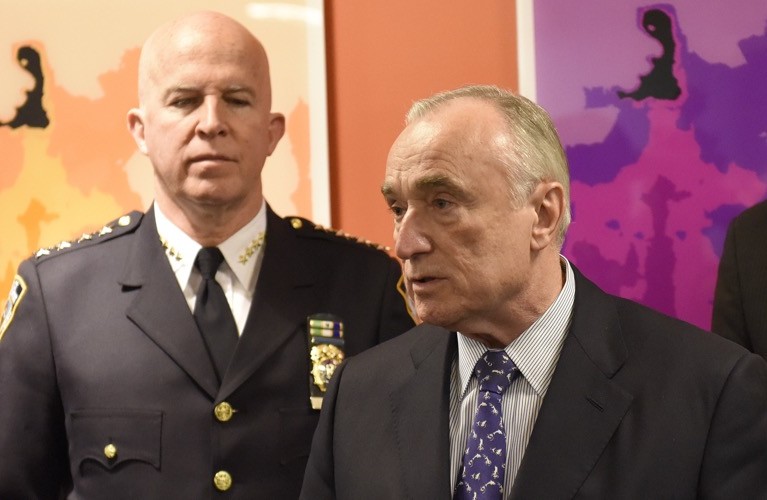 New York City Police Commissioner Bill Bratton (right) and his successor, Chief of Department James O’Neill.