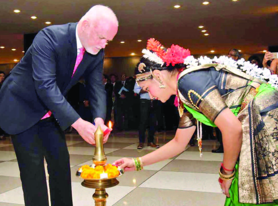 UN General Assembly President Peter Thomson lit the traditional lamp at a ceremony on Oct 31 to celebrate Diwali at the UN Secretariat