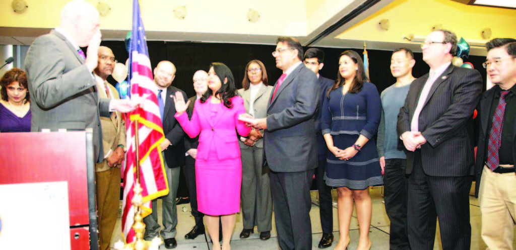 Dr. Neeta Jain was sworn in by Congressman Joseph Crowley.