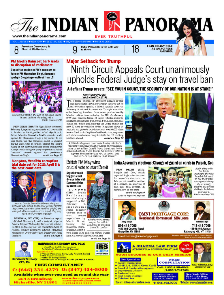 The Number 1 Indian-American Newspaper in New York & Dallas - VOLUME 11 ISSUE 6 | #NewYork | Feb 10 - Print Edition Replica