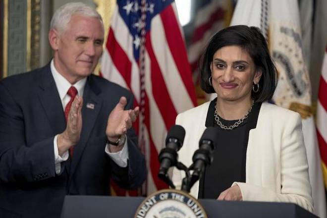 Verma was sworn in by U.S. Vice President Mike Pence as administrator of the Centers for Medicare and Medicaid Services