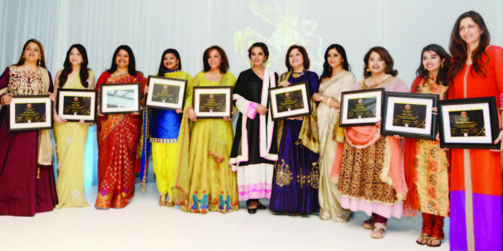 Honorees with Shabana Azmi (6th from left). Neeta Bhasin, organizer of 'Diwali at Times Square' is seen to the left of Shabana Azmi