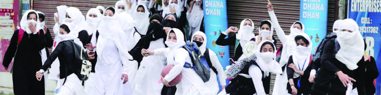 Resistance is a way of life in Kashmir valley. Girls protest against police in a school in Srinagar