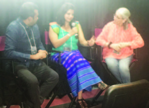 'Gypsy' makersDhananjay Bhawalekar (left) and Sawani Arjun (center) at the post screening Q & A session with festival director Aroon Sivadasani (right)