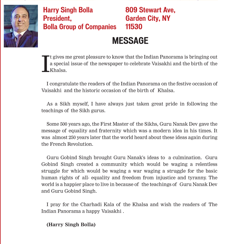 Harry Singh Bolla, President, Bolla Group of Companies — The Indian