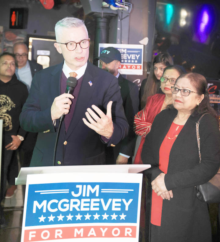 Former Gov. Jim McGreevey  Jersey City mayor candidate speaking  at an event  in Jersey City on March 23, 2024 (Photo :  Mohammed Jaffer-Snapsindia)