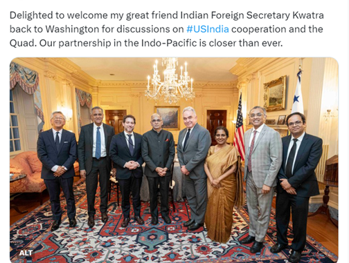 Foreign Secretary Kwatra with US officials in Washington, D.C. Photo : X (formerly Twitter)