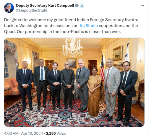 Foreign Secretary Kwatra with US officials in Washington, D.C. Photo : X (formerly Twitter)